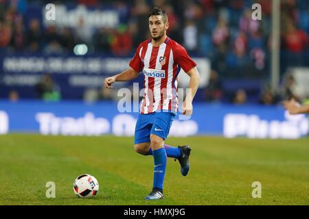 Madrid, Spagna. Il 1° febbraio 2017. Koke (Atletico) Calcio/Calcetto : Spagnolo 'Copa del Rey' match tra Atletico de Madrid 1-2 FC Barcellona a Vicente Calderón Stadium di Madrid in Spagna . Credito: Mutsu Kawamori/AFLO/Alamy Live News Foto Stock