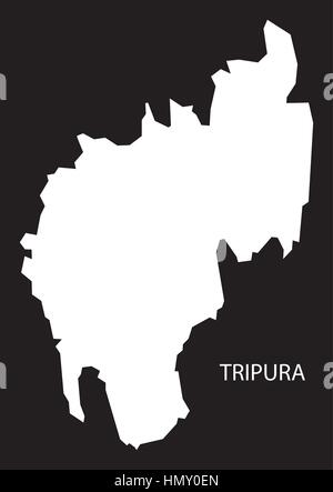 Tripura India Mappa black silhouette invertito Illustrazione Vettoriale