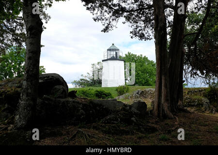 Il sassoso il punto luce è il più antico faro sul fiume Hudson. Esso si trova in corrispondenza del punto pietroso Battlefield in punto pietrose, New York. Foto Stock