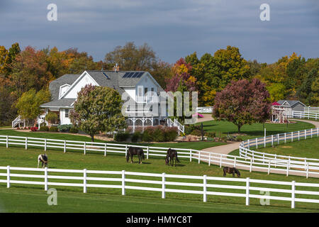 Una grande fattoria Amish home nei pressi di Berlino, Ohio, Stati Uniti d'America. Foto Stock