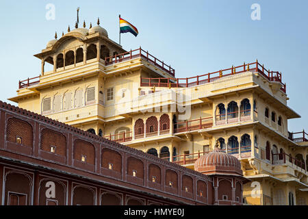 Chandra Mahal edificio, City Palace Jaipur, Rajasthan, India Foto Stock