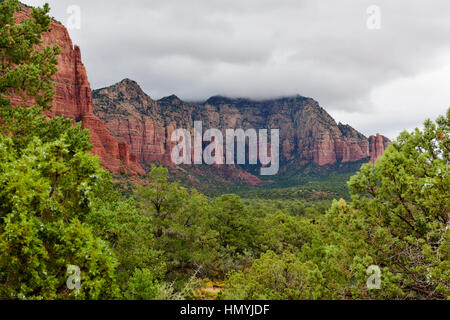 "Courthouse Butte" vicino a "Bell Rock" al di fuori del villaggio di Oak Creek vicino a Sedona, in Arizona, Stati Uniti d'America Foto Stock