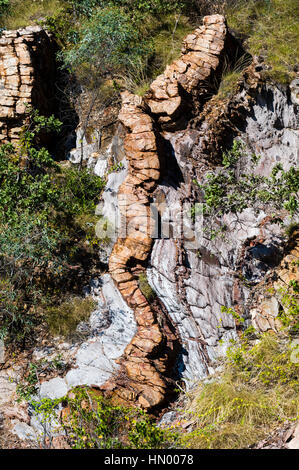 Una serie di arenaria sinclinali dove si piega nella roccia avvenga sotto pressione. Foto Stock