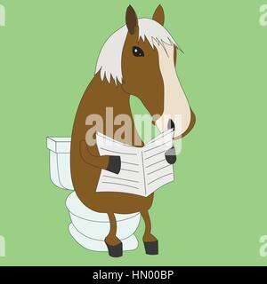 Cavallo divertente leggere un quotidiano nel WC Illustrazione Vettoriale