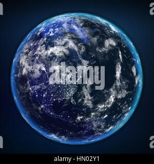 Il pianeta terra dallo spazio di notte Foto Stock