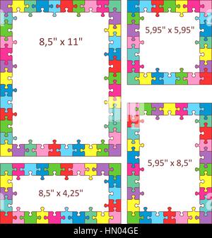 Puzzle colorato frame. Vettore e ad elevata risoluzione JPEG. Illustrazione Vettoriale