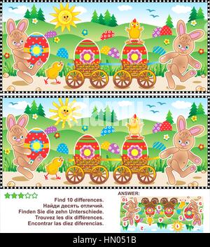 Pasqua a trovare le differenze rompicapo Illustrazione Vettoriale