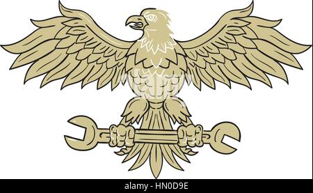 Disegno stile sketch illustrazione di un american aquila calva guardando al lato chiave di innesto con il suo set di talon isolato su sfondo bianco visualizza Illustrazione Vettoriale