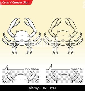 Illustrazione Vettoriale di cancro astrologica Zodiaco Star Sign schizzo Illustrazione Vettoriale