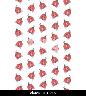 La molla seamless pattern con ladybugs isolato su bianco Illustrazione Vettoriale