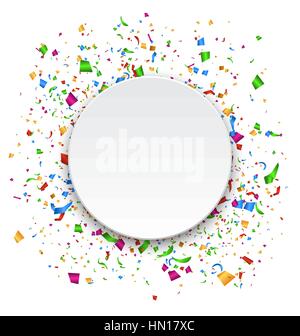 Celebrazione festosa luminose coriandoli con il telaio a cerchio o isolato Illustrazione Vettoriale