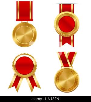 Golden di qualità Premium migliori etichette collezione di medaglie isolati su Illustrazione Vettoriale