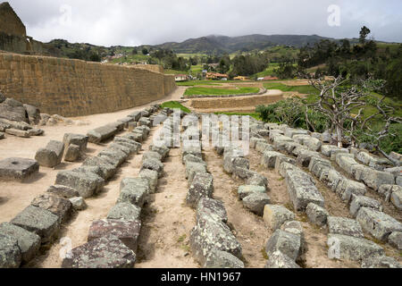 Ingapirca, Inka architettura, pareti in pietra, scale, rovine, all'aperto, turismo, abbandonato, edificio, Sud America, Ecuador Foto Stock