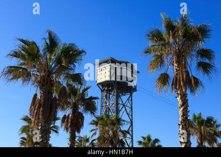 Torre Sant Sebastiá, Porto di Barcellona funivia, a Port Vell di Barcellona, in Catalogna, Spagna Foto Stock