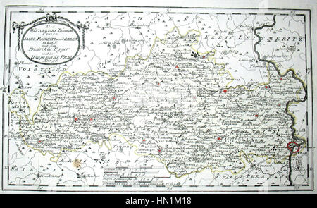 Mappa di Boemia nel 1791 da Reilly 096 Foto Stock