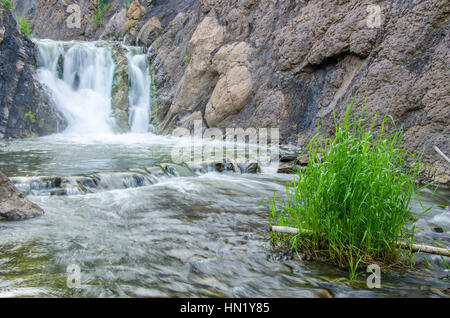 caduta di acqua nel mattino nebbia. caduta di acqua nella nebbia densa mattina. Acqua che cade da una scogliera. Che cade da un'altezza di acqua. Che cade acqua Foto Stock