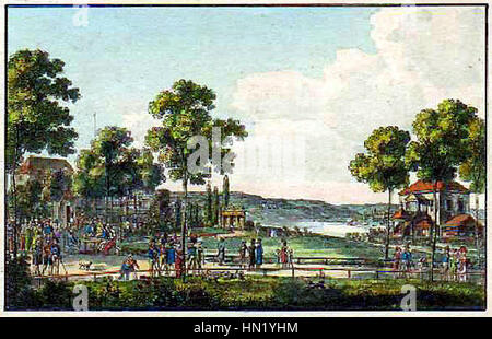 Ludwig Richter (1803 - 1884), Linckesches Bad an der Elbe mit Blick auf die Loschwitzer Weinbergsflur Foto Stock