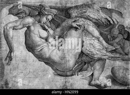 Michelangelo Buonarroti - Leda e il Cigno - WGA15527 Foto Stock