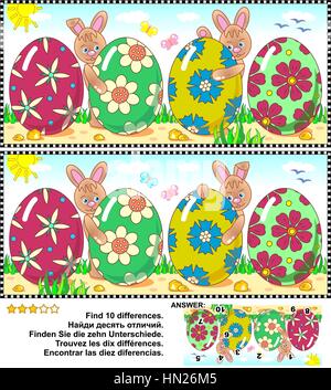 Pasqua a trovare le differenze rompicapo. Vettore e ad elevata risoluzione JPEG. Illustrazione Vettoriale