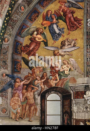 L'affresco di Luca Signorelli "separazione delle Anime" dalla Cappella di San Brizio raffigura la drammatica separazione delle anime. Il pezzo è noto per la sua composizione dinamica e l'intensità emotiva, segno distintivo dell'opera di Signorelli nel Rinascimento. Foto Stock