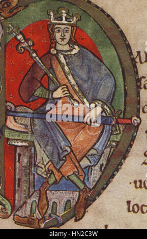 Malcolm IV re di Scozia, charter a Kelso Abbey, 1159, iniziale (raccolto Malcolm IV) Foto Stock