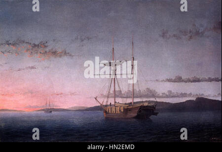 Legname Golette a sera sulla baia di Penobscot 1860 Fitz Hugh Lane Foto Stock