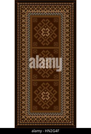 Vintage di lusso tappeto con ornamenti etnici in sfumature di marrone chiaro Illustrazione Vettoriale