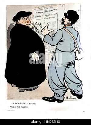 Francia disegno di Poncet in "L'assiette au beurre", rivista Dicembre 9, 1905. La caricatura circa la separazione della chiesa e dello stato. Foto Stock