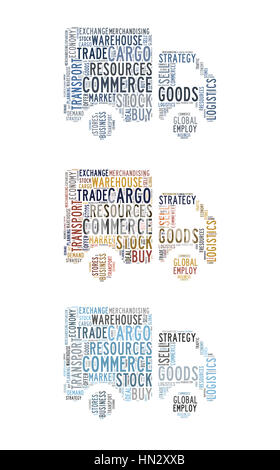 Word cloud con concetti di cui agli scambi e commercio Foto Stock