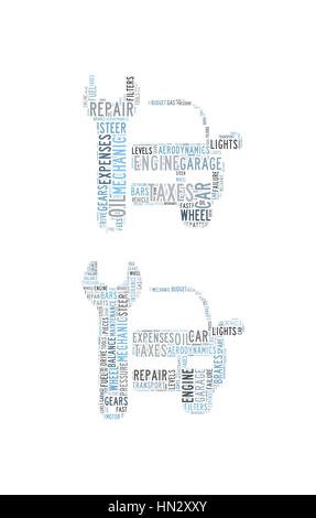 Word cloud con concetti di cui alle auto o la riparazione Foto Stock