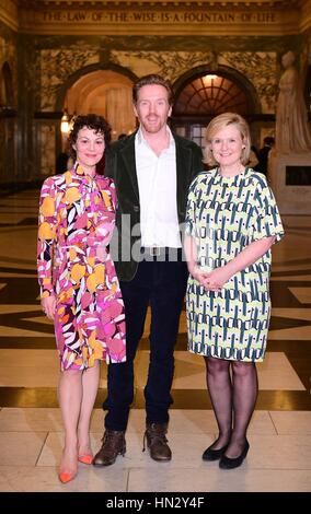 (Da sinistra a destra) Helen McCrory, Damian Lewis e Martha Kearney partecipare a "Sotto i riflettori con Marta Kearney' presso la Old Bailey a Londra, un evento di raccolta fondi per gli sceriffi' e registratori di cassa. Foto Stock