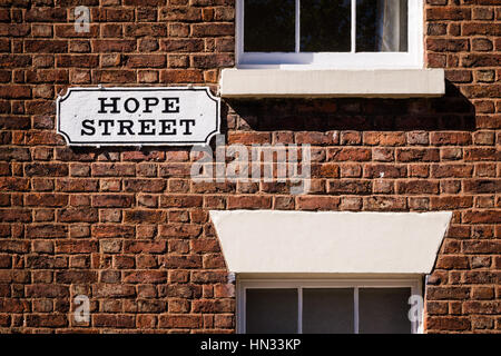 Hope Street segno, Liverpool, Regno Unito Foto Stock