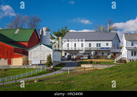 Una grande fattoria Amish home nei pressi di Berlino, Ohio, Stati Uniti d'America. Foto Stock