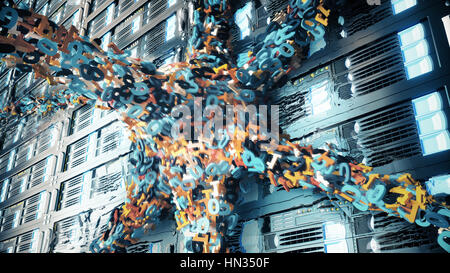 Il flusso dei dati attraverso i server- 3D Rendering Foto Stock