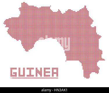 Una mappa di punti di guinea isolato su uno sfondo bianco Foto Stock