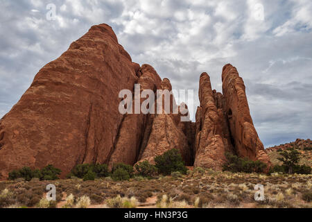 Pinne di arenaria Arches National Park, Utah Foto Stock