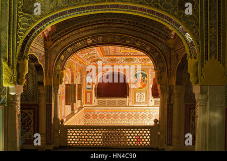 Archi, Samode Palace Hotel, Samode, Rajasthan, India Foto Stock