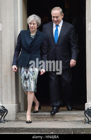 Bejamin Netanyahu visti a Downing Street Foto Stock