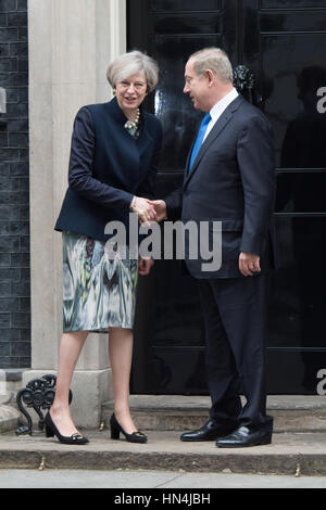 Bejamin Netanyahu visti a Downing Street Foto Stock