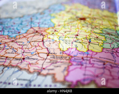 Mappa di Bielorussia.Foto di una mappa di Bielorussia e la capitale Minsk . Foto Stock