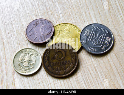 Monete antiche, akntikvariat confronto monete Russo , Ucraina Europa Foto Stock