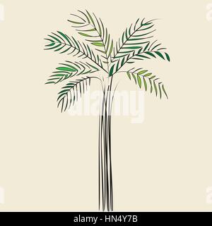 Un verde Palm su un sfondo beige Illustrazione Vettoriale