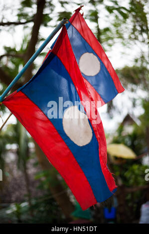 Due bandiere di Laos Foto Stock