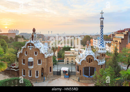 Famoso Parco Guell, Spagna Foto Stock