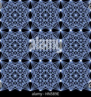 Ripetizione intricata matrice quadrata modello di Linee di neon su sfondo nero - seamless modificabile vettore di ripetizione di sfondo Illustrazione Vettoriale