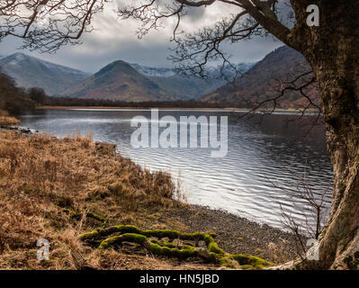 Guardando attraverso i fratelli acqua verso Alta Hartsopp Dodd, vicino Hartsopp, Patterdale, Lake District, Cumbria Foto Stock