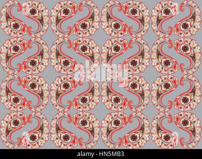 Abstract ornamnet floreali. prosperare ornamentali pattern piastrellato. fantastico fiori e foglie orientali sfondo senza giunture Illustrazione Vettoriale