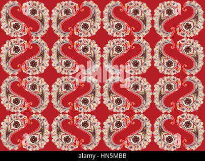 Abstract ornamnet floreali. prosperare ornamentali pattern piastrellato. fantastico fiori e foglie orientali sfondo senza giunture Illustrazione Vettoriale