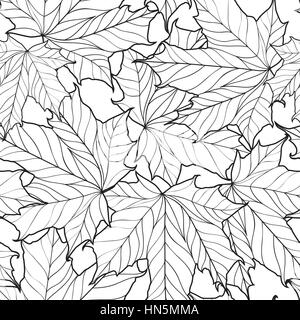 Floral seamless pattern. lascia sfondo. natura texture ornamentali con impianto di maple leaf. Illustrazione Vettoriale