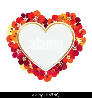 Valentines Day card. telaio di fiori con amore cuore card il giorno di san valentino sfondo Illustrazione Vettoriale